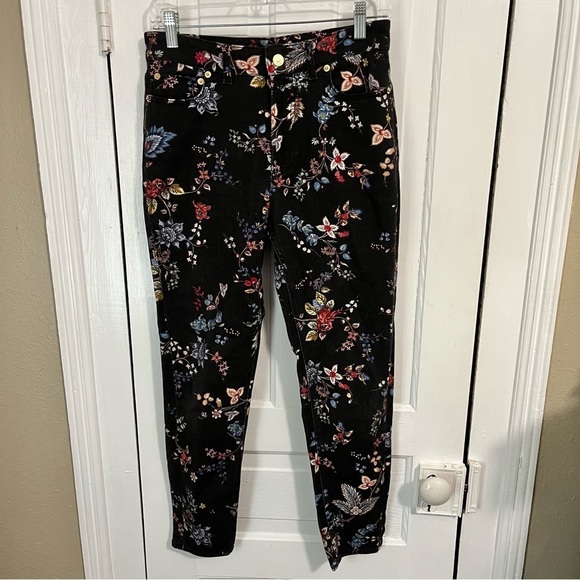 Erdem Black Floral Millicent Skinny Jeans Zipper Fly US 4 B - Picture 2 of 12